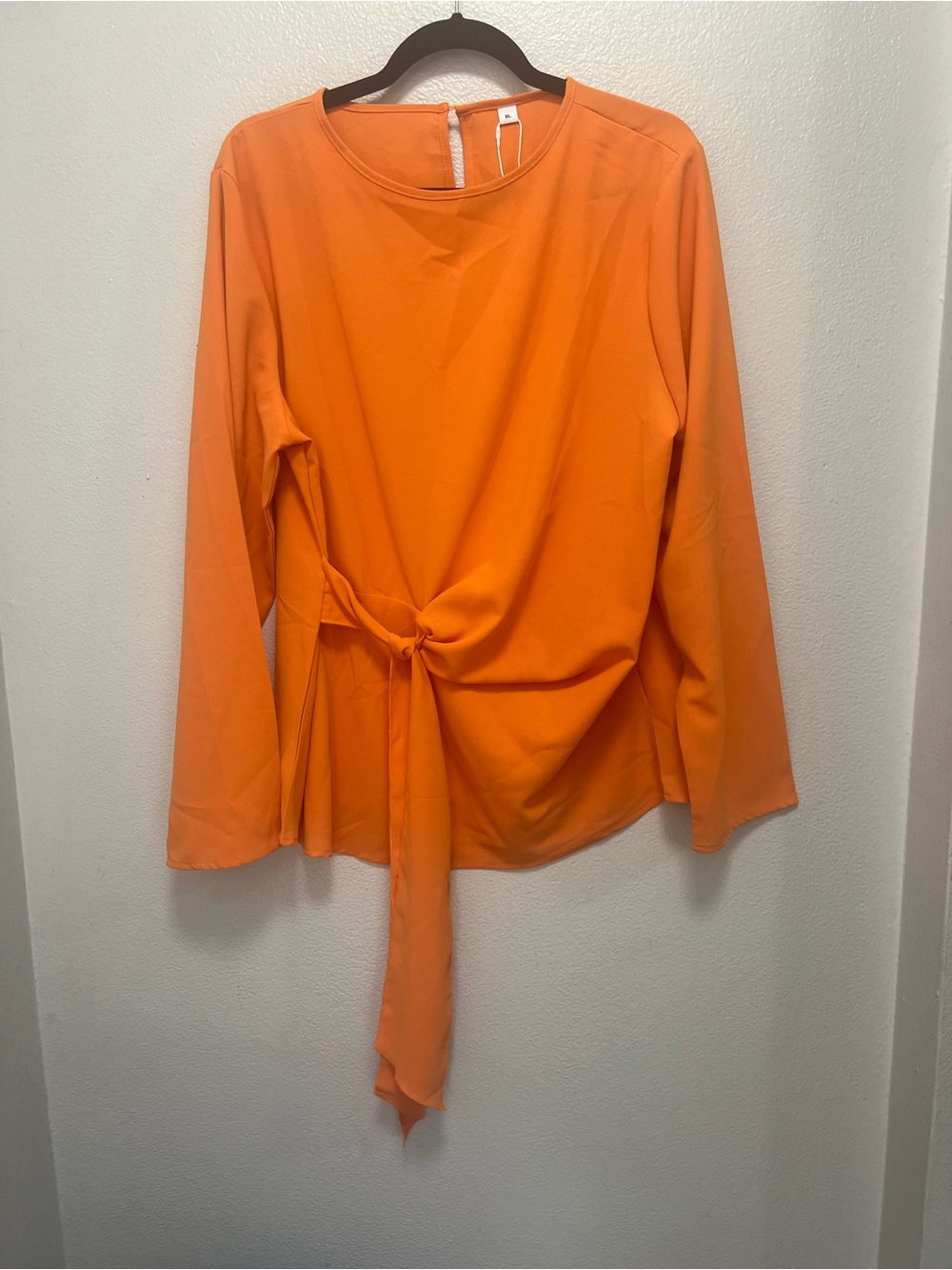 NWT Made With Love Orange Side Tie Long Sleeve Blouse XL